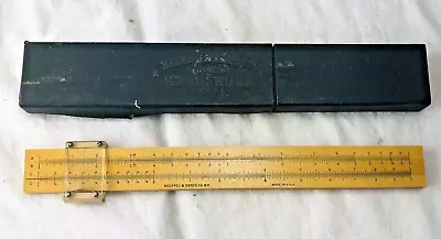 VINTAGE Keuffel & Esser K&E Beginner's Wooden Slide Rule 4058C With Original Box • $14.99