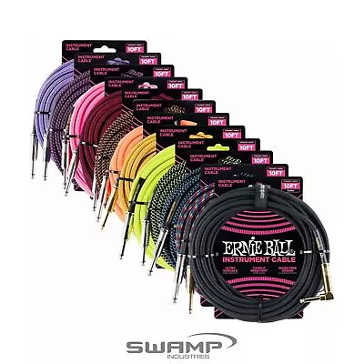 $44.99 • Buy Ernie Ball 10ft Braided Straight / Angle Instrument Cable - Single Guitar Lead