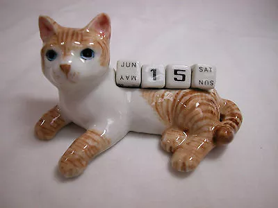 Porcelain Miniature Animal Orange Tabby Cat  Kitten Calendar Defective #CAL303 • $11.95