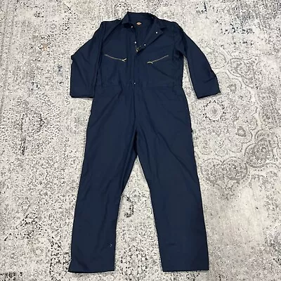 Dickies Coveralls Mens 46X32 Mechanic Jumpsuit Long Sleeve Blue Poly Cotton • $29.98