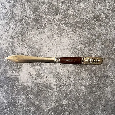 Vtg Thailand Brass & Wood 7  Letter Opener W/ Embossed Buddha (z29) • $11.99