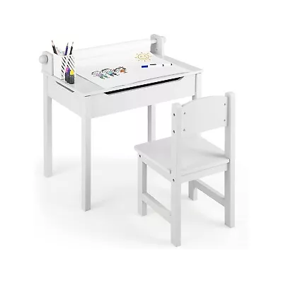 Kids Toddler Multifunctional Activity Table And Chair Set With Paper Roll Holder • £109.99