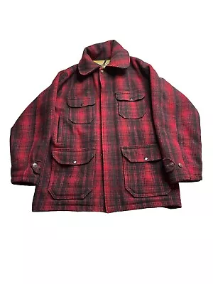 Vintage Woolrich 60’s 70’s Mackinaw Cruiser Jacket Sz 40 Red Black Buffalo Plaid • $71.60