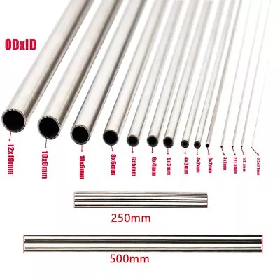 250/500mm Length 304 Seamless Stainless Steel Pipe Capillary Hollow Tube OD3-12 • $2.49