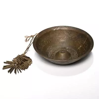 Antique Islamic Brass Healing Bowl With Attached Prayer Tags Forty Keys 19th C • $240