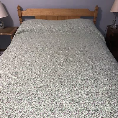 Laura Ashley Comforter Green Purple Cottage Core Floral Reversible Bedspread FQ • $54.22