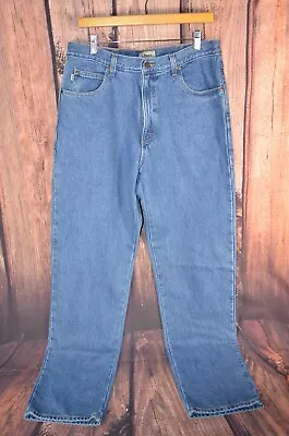 LL Bean Flannel Lined Jean Mens Sz 34x34 Blue Denim Double L Natural Fit 130657 • $29.99