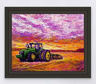 Farm John Deere 16x20 Original Acrylic Painting On ACM Board Colorful Not Monet • $525