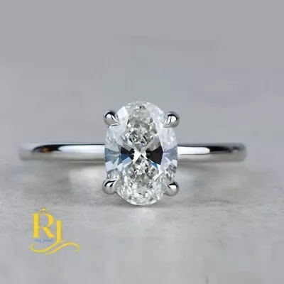 Moissanite Solitaire Engagement Ring 3CT Oval Cut Solid 14K White Gold For Women • $325