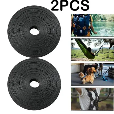 2 Roll 11 Yards 1 Inch Wide Black Nylon Heavy Duty Webbing Strap • $10.98