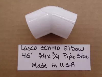 Lasco Pvc  Sch40 45 Degree Elbow 3/4 X 3/4 Pipepkg. Qty. 12 • $18