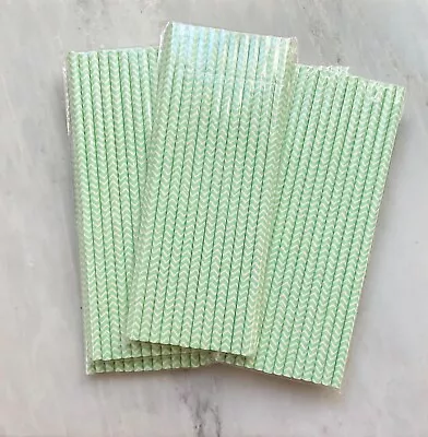 125 Paper Straws Green Chevron Straws NEW • $8.49