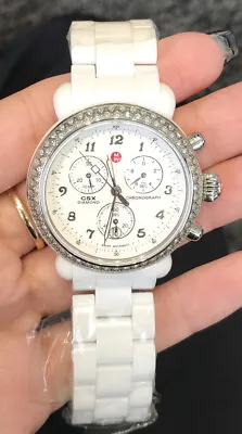 Authentic MICHELE Ladies Ceramic Diamond Bezel Chronograph Watch MWW03N000001 • $1395