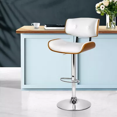 Artiss Bar Stools Kitchen Dining Chairs Gas Lift Stool Leather White • $109.95