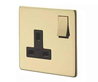 Crabtree Platinum 13a 1-gang Dp Switched Plug Socket Polished Brass Black Insert • £7.97