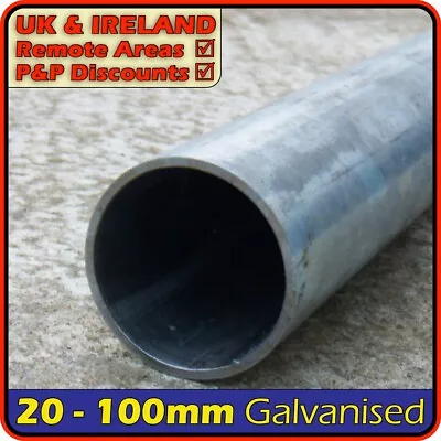 Galvanised Steel Round Tube Pipe  27mm - 80mm OD Outside Diameter pole Non Rust • £16.95