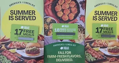 HELLO FRESH Gift Card Voucher Coupon 18 FREE Meals  AND 2 FOR 17 Free Meals • $2.99