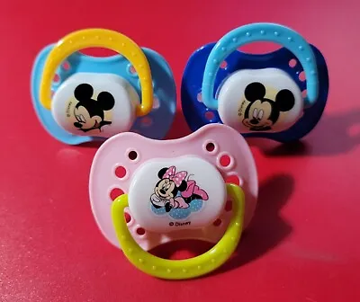 3X NEW Disney Mickey Baby Pack Orthodontic Pacifiers 0-6 Month - Lot Of 3 • $9.99