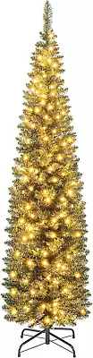 6Ft Pre-Lit Pencil Christmas Tree 180 Warm-White LED Lights • $154.18