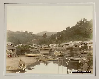 Unusual View Of Mogi Town Near Nagasaki Japan Large Vintage Albumen Print 1880s • $59