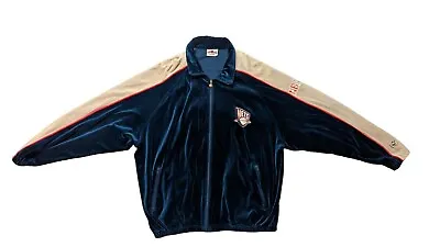 90s VTG Unique Sports VELOUR Warm Up NEW JERSEY NETS  Track Jacket Sz 3XL • $44.08