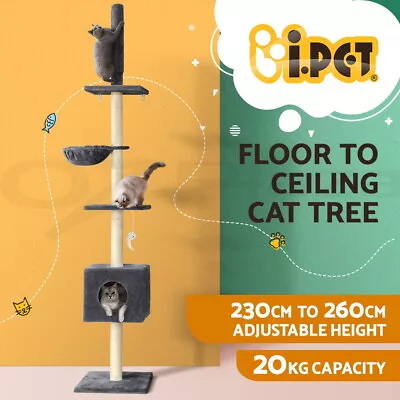 I.Pet Cat Tree Scratching Post Scratcher Tower Floor To Ceiling Cats Bed 260cm • $64.95