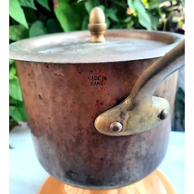 Vintage French Hand Hammered Copper Sauce Pan With Lid • $183.75