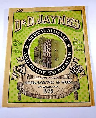 1925 Dr. D. Jayne's Medical Almanac Booklet - Quack Medicine Ads - 32 Pgs. • $9.45