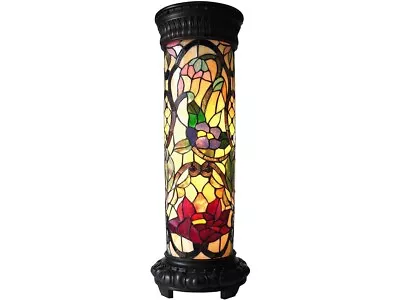 Tiffany Style Night Light Stained Glass Florals Pedestal Floor Lamp 30  Tall • $293.33