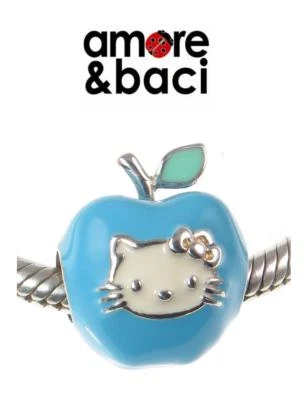 £34.99 • Buy BNIB Genuine AMORE & BACI 925 Sterling Silver BLUE HELLO KITTY APPLE Charm Bead