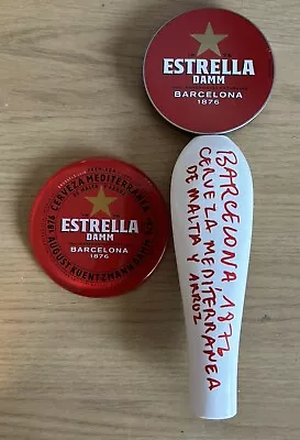 Estrella Damm Lager Pump Round Fisheye Badge & Tap Handle. Man Cave • £14.99