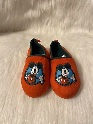 Disney Mickey Mouse Slippers Youth Size 9/10 Slip On Red Shoes • $10