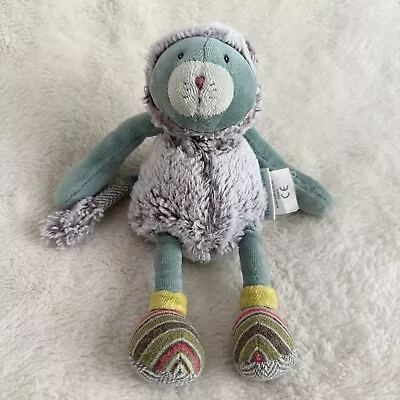 Moulin Roty Les Pachats Chacha Plush Cat Kitten 9  Stuffed Animal Teal Blue Gray • $50