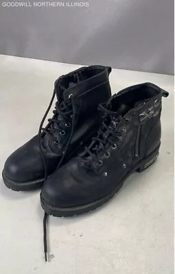 Vintage Men's Xelement Black Leather Motorcycle Biker Boots - Size 10 • $9.99