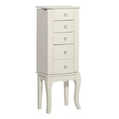 Pemberly Row Contemporary Wood Jewelry Armoire In White • $186
