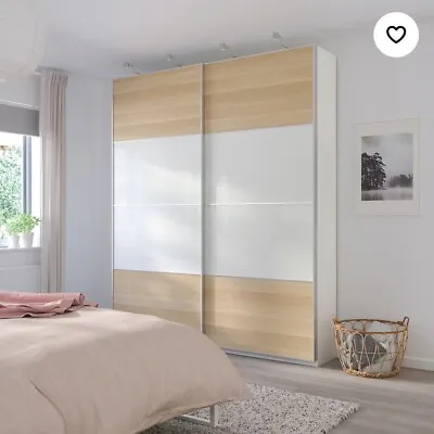 IKEA MEHAMN 4 Panels For Sliding Door Frameoak Effect • £34.99