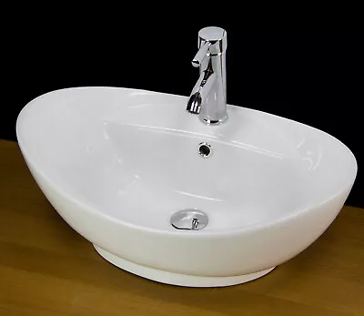 Bathroom Basin Hand Wash Sink Top Mount Vessel Countertop  Ceramic 600 B832 • £44.99