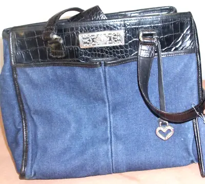 BRIGHTON LINDSEY BLUE DENIM And LEATHER SHOULDER BAG # 183357 • $29.99