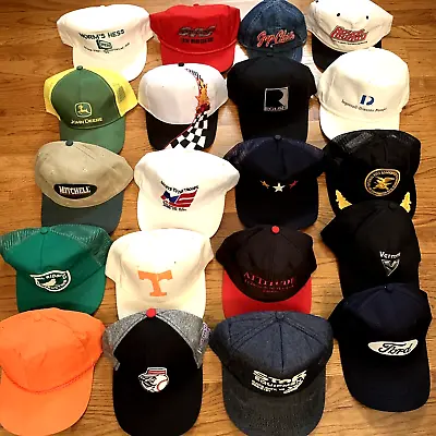 Vtg Hats Lot 20 Trucker Baseball Sports Resale Wholesale Snapback Work Dad Cap H • $29.16
