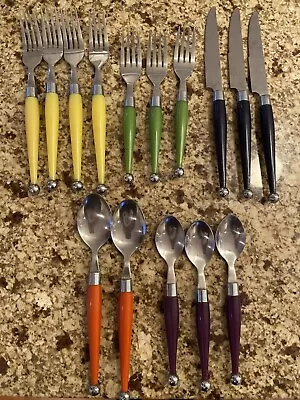 Mid Century 15 Piece Colorful Silverware Set • $29.99