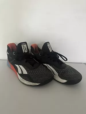 Reebok Nano X Mens 9US Black Vivid Orange Crossfit Weight Training Shoes EF7298 • $69.50