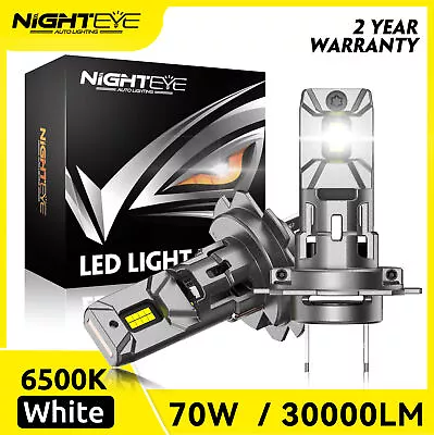 NIGHTEYE 2X H7 70W LED Headlight Bulbs Kit 30000LM Hi-Lo Beam 6500K Super Bright • £22.99