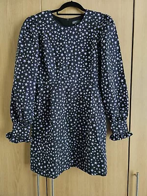 Nobody's Child Peggy Mini Dress Star Jacquard Sz12 Black & Metallic Lilac BNWT • £16