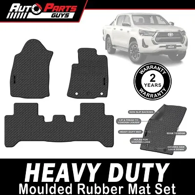 Heavy Duty Rubber Floor Mats For Toyota Hilux 2015 2016 2017 2018 2019 2020 2021 • $89.99
