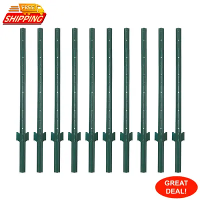 3-4-5-6-7 Feet Sturdy Duty Metal Fence Post Garden U Post For Fencing - 10 Pack • $65.01