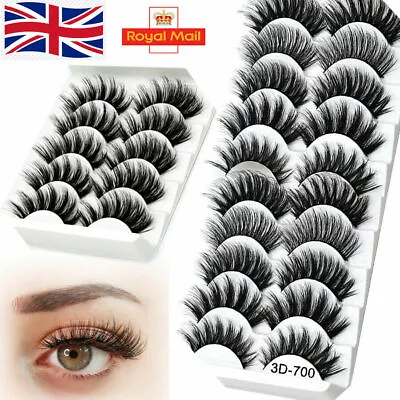 UK 10 Pair 3D Mink False Eyelashes Wispy Cross Long Thick Soft Fake Eye Lashes • £5.29