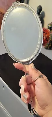  1940's Art Deco Jewelite Crystal Clear Pro-phy-lac-tic Hand Held Mirror  • $12