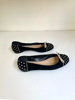 Tod's Womens Black Suede Studded Casual Slip On Ballet Flats Size 38 1/2 • $36