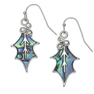 Holly Leaf Drop Earrings With Abalone Shell Crystals And Stainless Wires. Style • £11.76