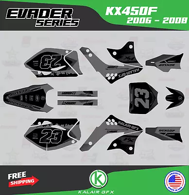 Graphics Kit For Kawasaki KX450F (2006-2008) Evader Series - Smoke • $214.12